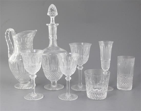 An extensive St Louis crystal one hundred and six piece suite of Tommy drinking glasses, decanters 36.5cm